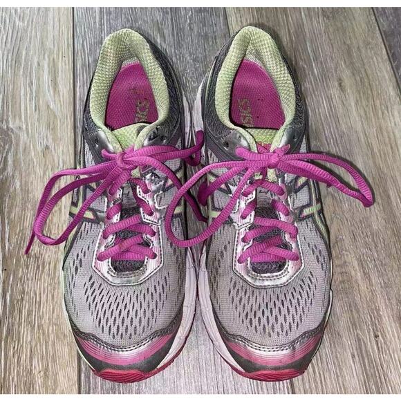 Asics GT 1000 4 Womens US Size 5.5 Gray Pink Green Running Sneaker Shoes T5A7N - Picture 4 of 9